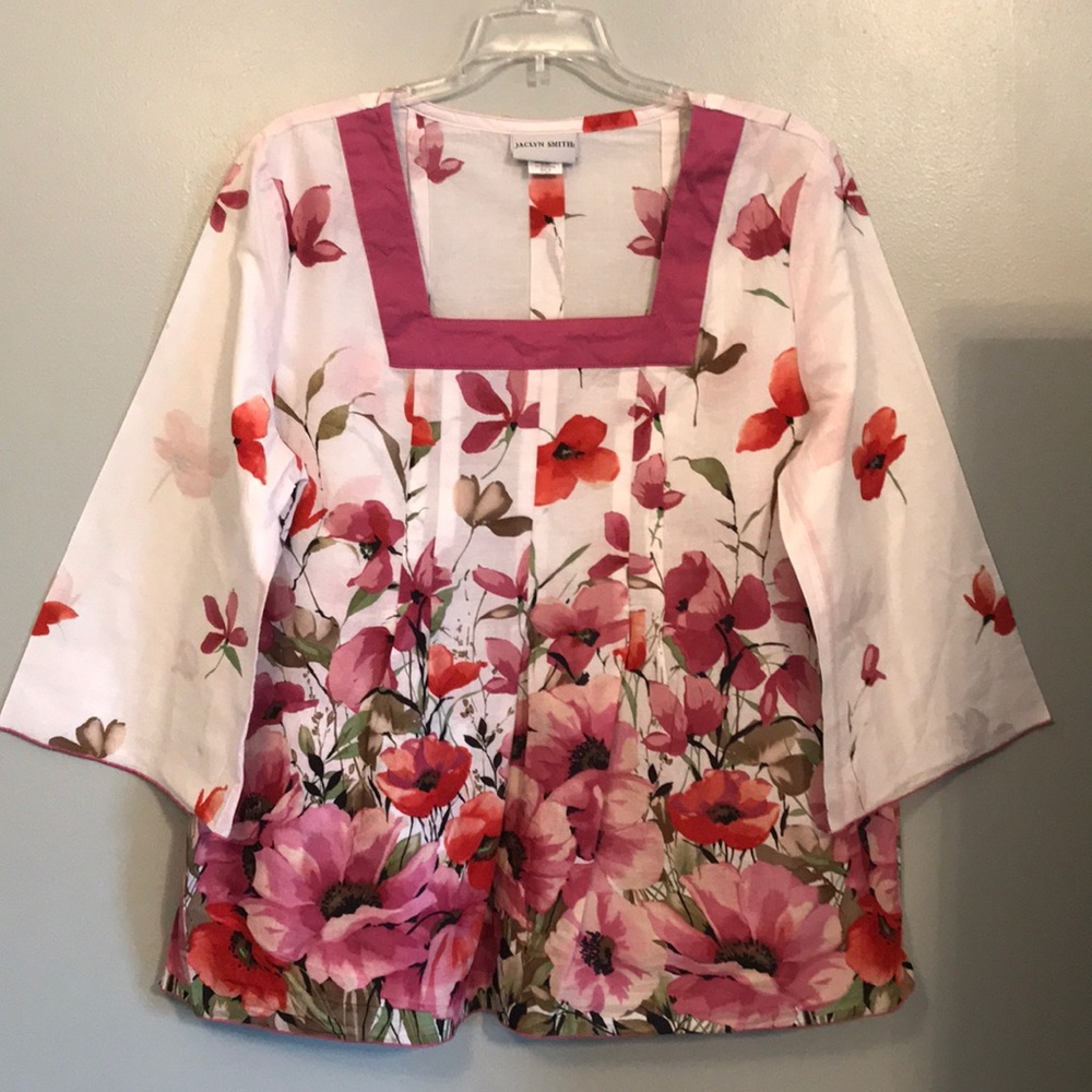 Jaclyn Smith Floral Garden Party style Blouse Top
